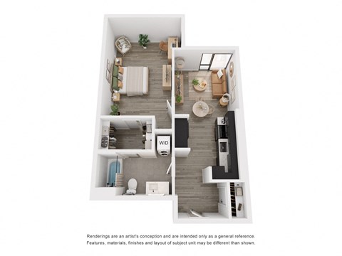 One bedroom 1 Bath 665 sq. ft. at The Weidler in Portland, OR 97209